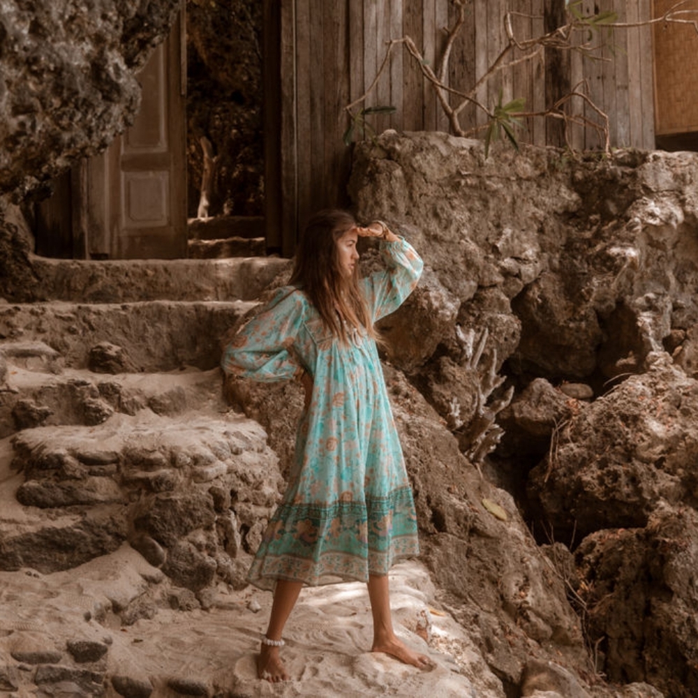 Spell And The Gypsy  Seashell Mermaid Boho Midi Dress Lined - Picture 3 of 16